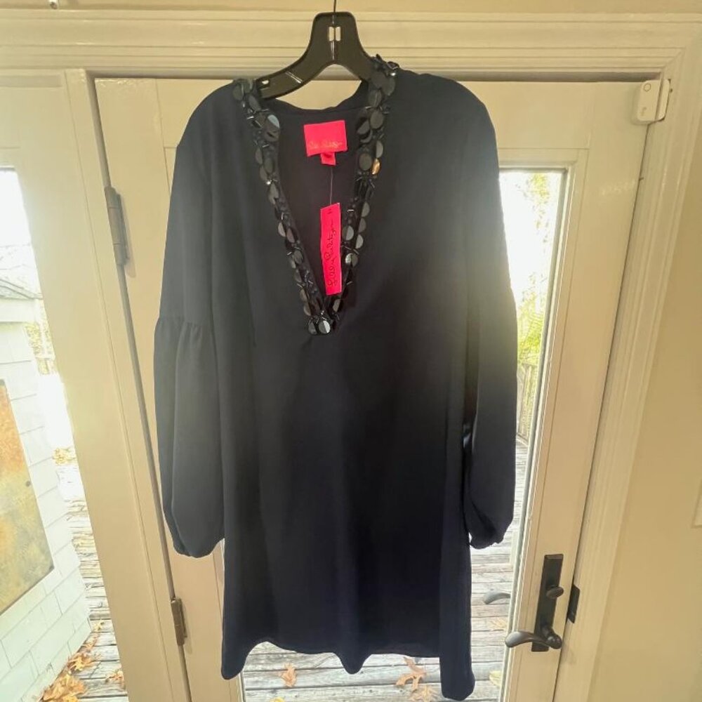 Lilly Pulitzer Navy Blue “Shea” Shift Stretch Dress (NWT)